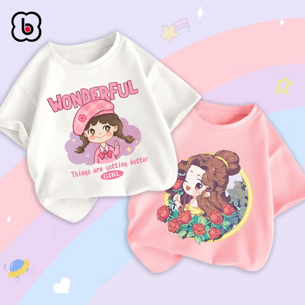 Áo thun bé gái BabyloveGO áo trẻ em mẫu hè 2023 họa tiết baby girl cá tính dễ thương