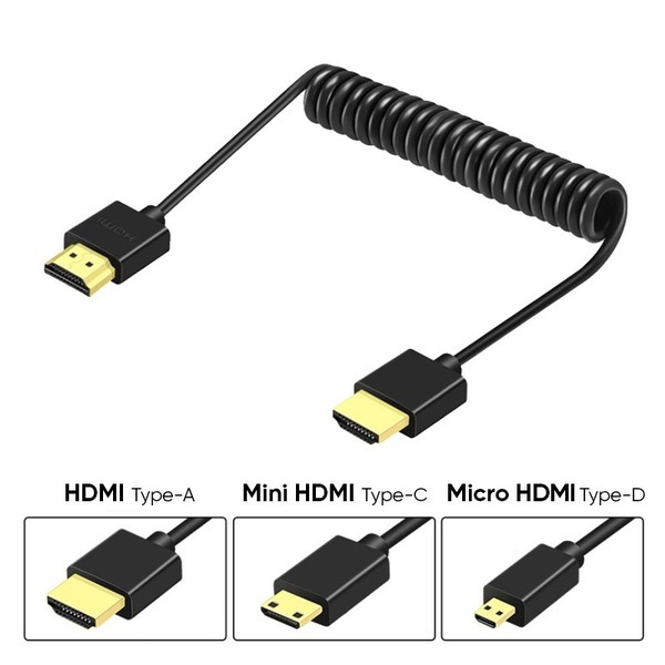 Cáp dây lò xo truyền tín hiệu cho máy ảnh 4K60P HDMI 2.0 ra màn hình phụ hoặc máy tính Huy Linh HLACD