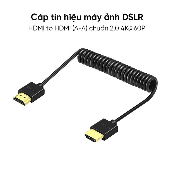 Cáp dây lò xo truyền tín hiệu cho máy ảnh 4K60P HDMI 2.0 ra màn hình phụ hoặc máy tính Huy Linh HLACD