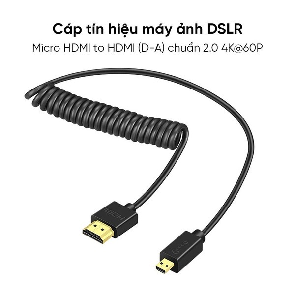 Cáp dây lò xo truyền tín hiệu cho máy ảnh 4K60P HDMI 2.0 ra màn hình phụ hoặc máy tính Huy Linh HLACD