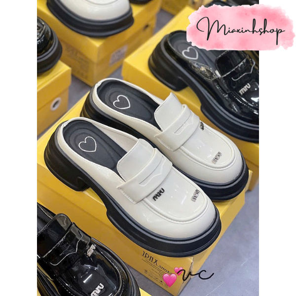 Giày Sục Nữ da tag Miu nhỏ đế đúc siêu nhẹ êm LOẠI 1 FULL HỘP