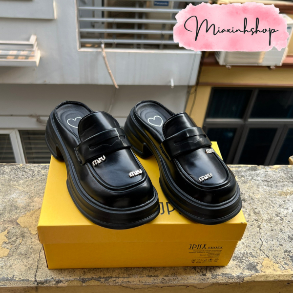 Giày Sục Nữ da tag Miu nhỏ đế đúc siêu nhẹ êm LOẠI 1 FULL HỘP