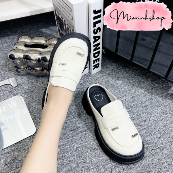 Giày Sục Nữ da tag Miu nhỏ đế đúc siêu nhẹ êm LOẠI 1 FULL HỘP