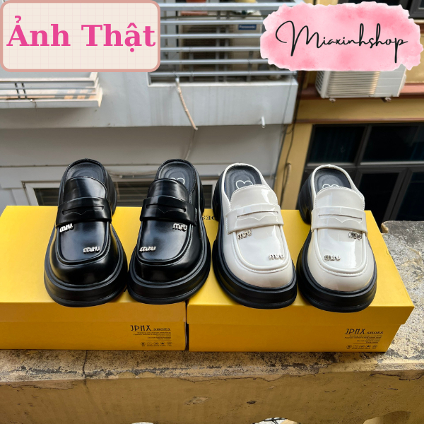 Giày Sục Nữ da tag Miu nhỏ đế đúc siêu nhẹ êm LOẠI 1 FULL HỘP