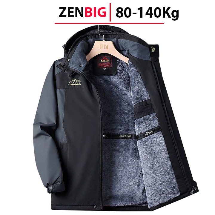 Áo khoác phao nam lót lông big size Zenbig dành cho người mập người béo 80kg, 90kg, 100kg, 110kg, 120kg, 130kg, 140kg