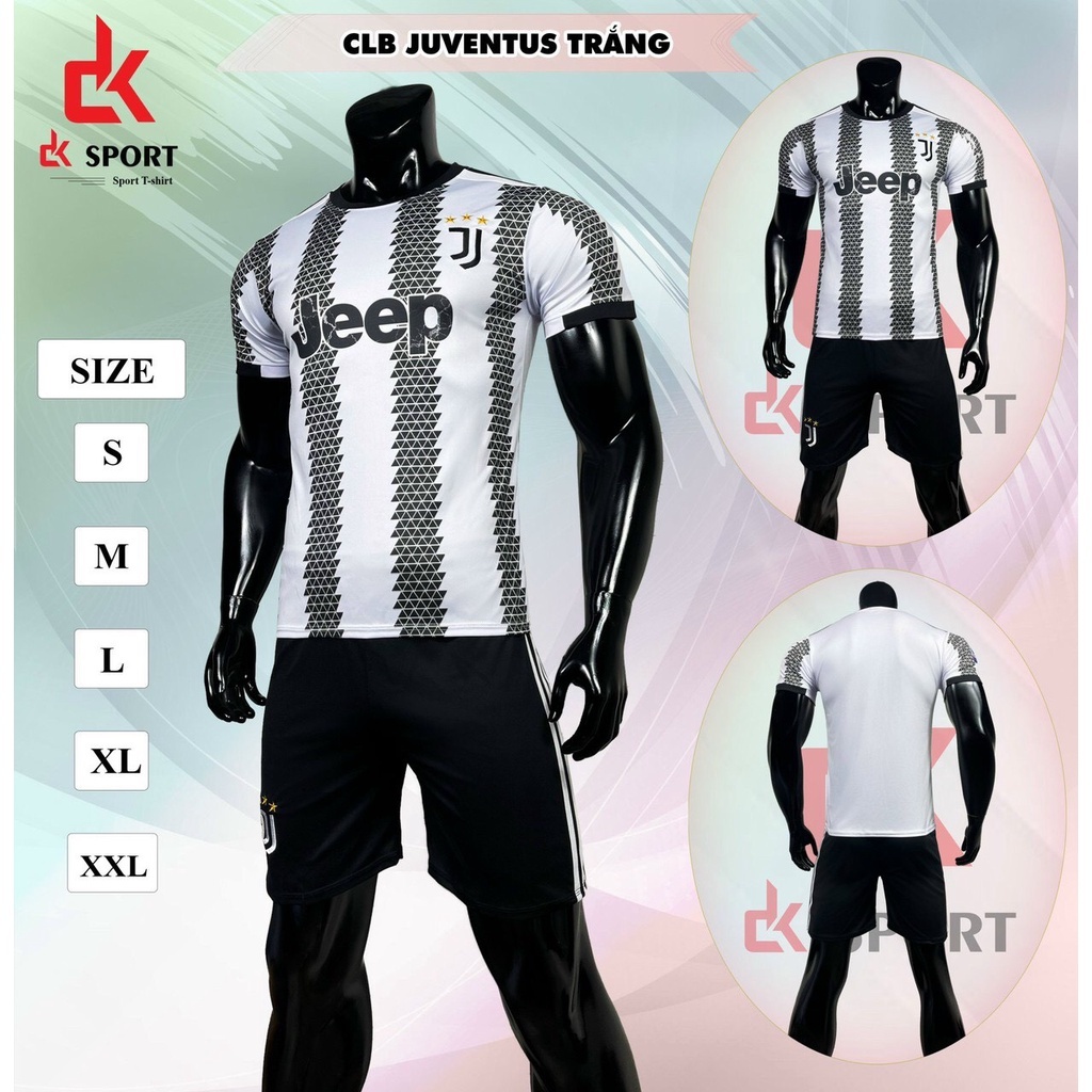 Bộ quần áo đá banh Juventus sọc trắng đen DK 2023