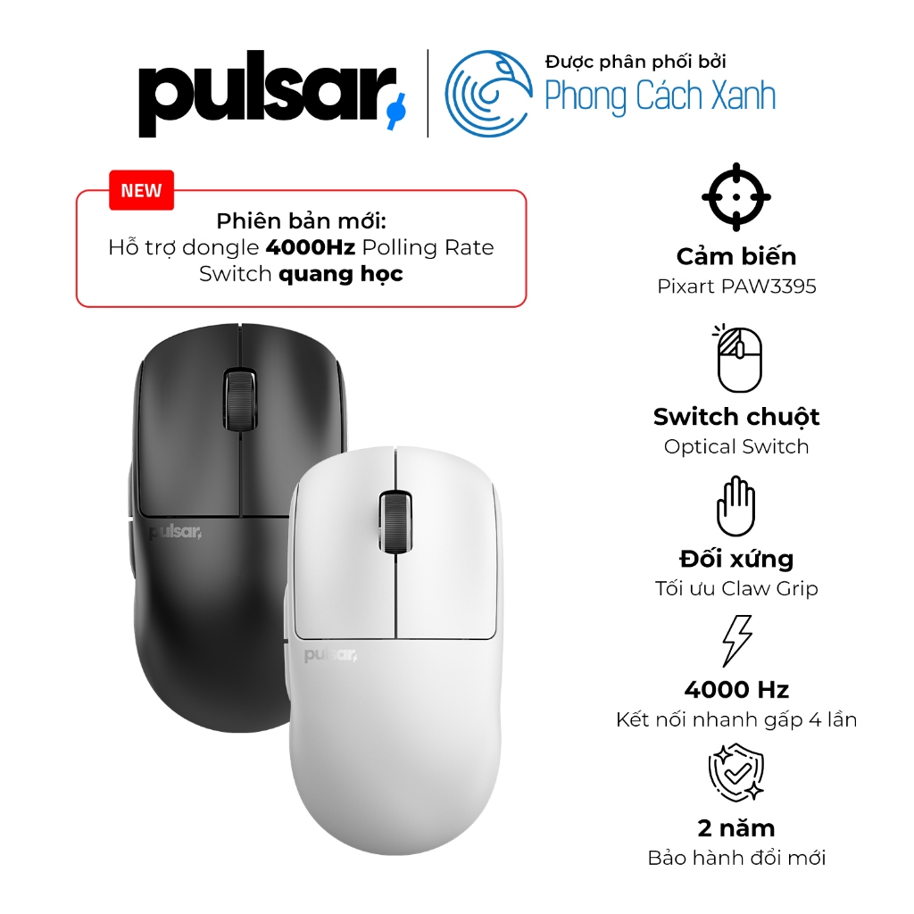 Chuột không dây siêu nhẹ Pulsar X2 V2 Wireless (Hỗ trợ 4K Polling Rate) - Hàng Chính Hãng | BigBuy360 - bigbuy360.vn