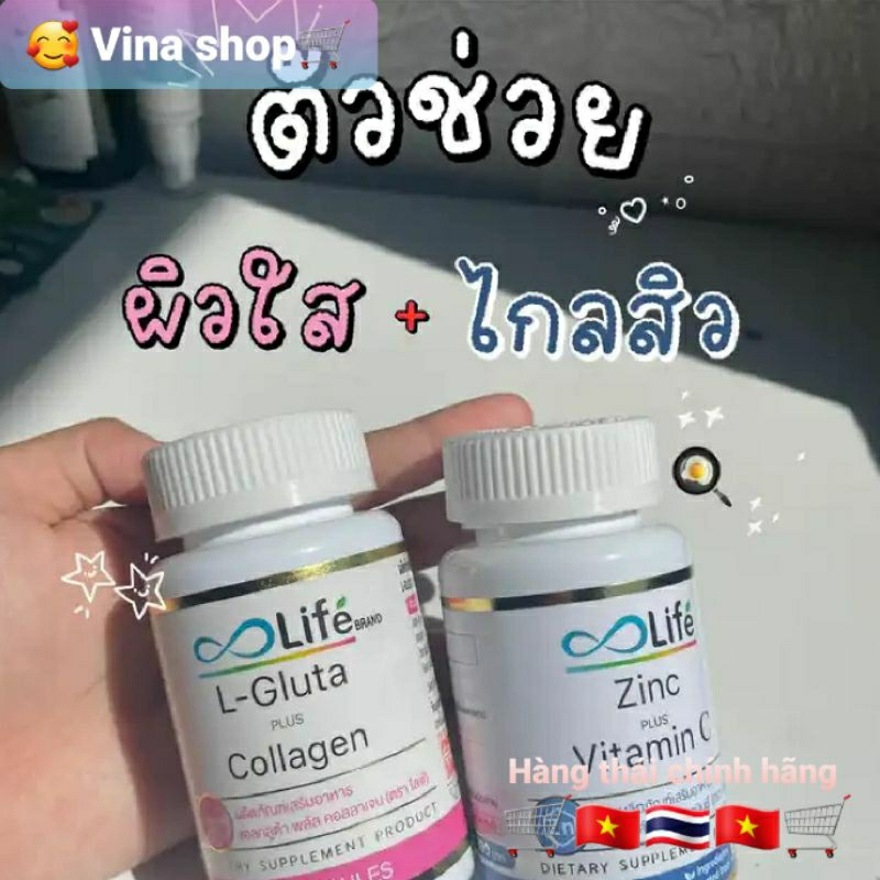 ✨Life Zinc cộng vitamin & guta 🇹🇭1 cốc ❤️  trong 1 tháng