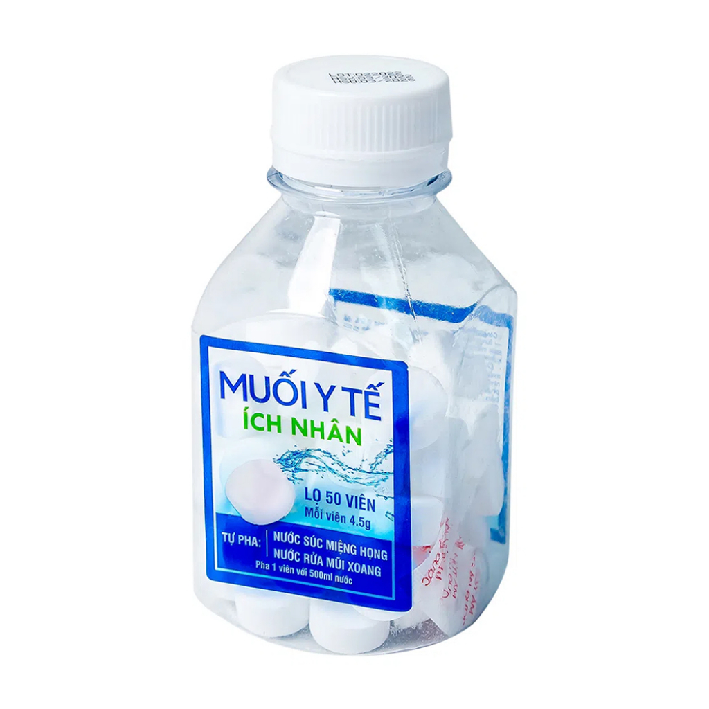 Viên muối y tế Ích Nhân tự pha súc miệng,vệ sinh mũi, họng lọ 50 viên