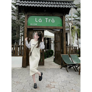 Váy len vặn thừng phối tay sơ mi