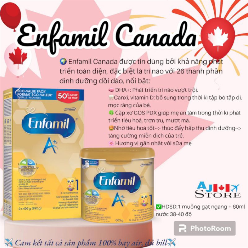 Enfamil A+ Canada số 1 0-12m (hỏa tốc HCM)