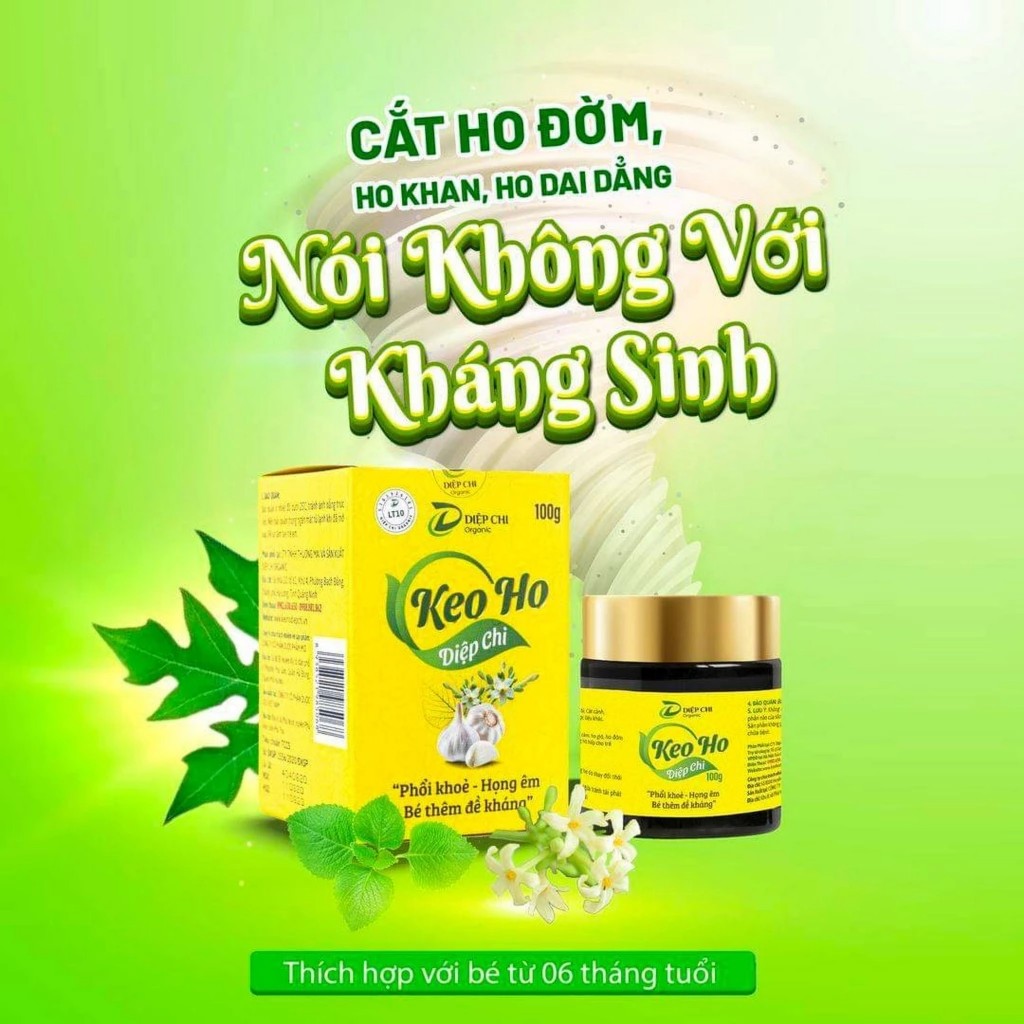 Keo Ho Diệp Chi Hỗ TRợ Giảm Ho Tan Đờm Cho Bé Yêu Và Người Lớn 100gr