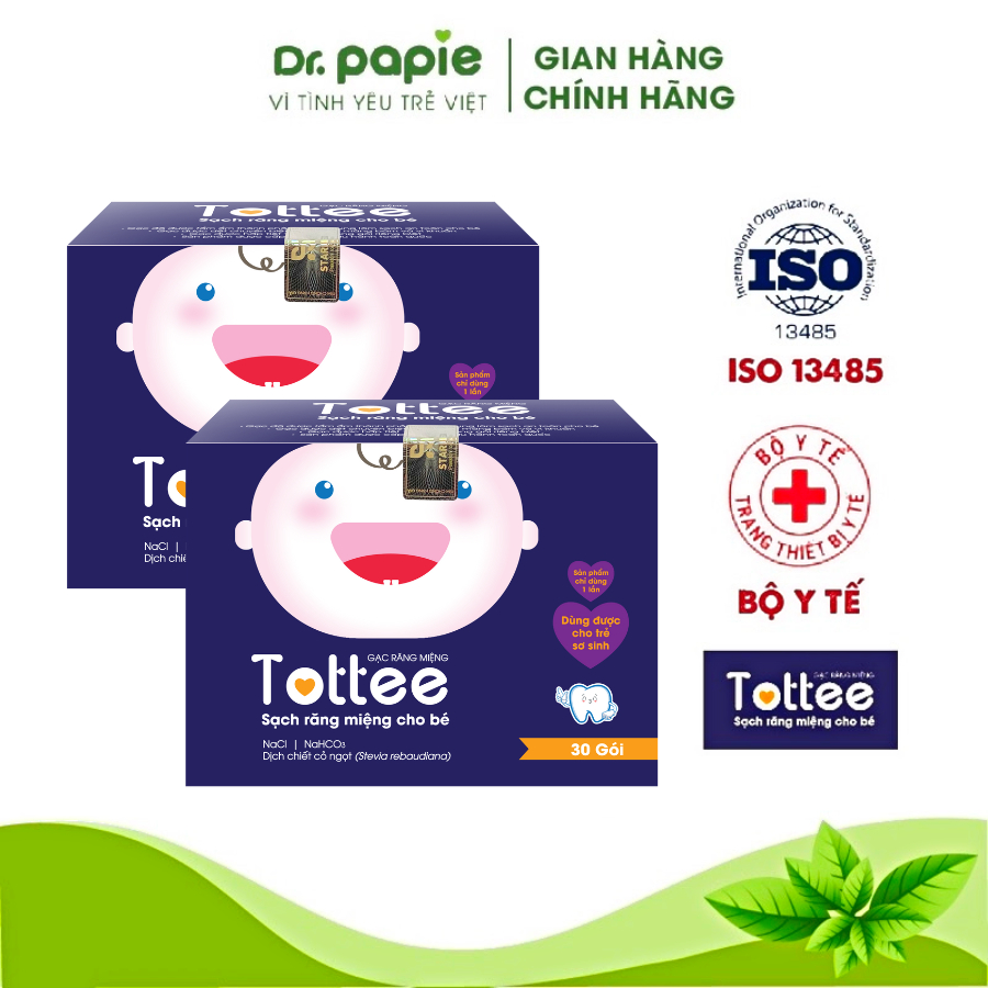 Combo 2 Hộp Gạc Rơ Lưỡi Tottee Làm Sạch Và Ngăn Ngừa Các Vấn Đề Răng Miệng Cho Bé Hộp 30 Gói