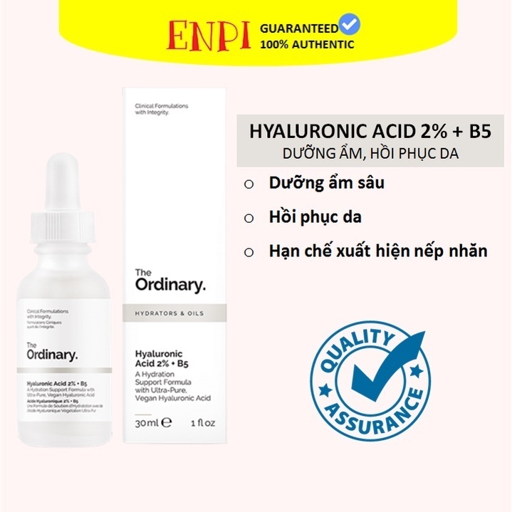 Serum The Ordinary Cấp ẩm hồi phục Hyaluronic Acid 2% + B5 60ml (beauty)