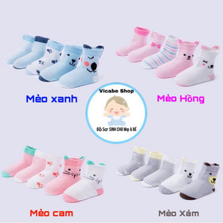 Sét 5 đôi tất/vớ lưới mèo, ngôi sao cổ cao loại dày đẹp cho bé