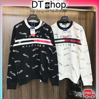 [G1] Áo Sweater hoạ tiết chữ siêu đẹp -Áo Tom Hilfiger Logo Thêu Chữ Kí + phối bo dệt hot trend #2023