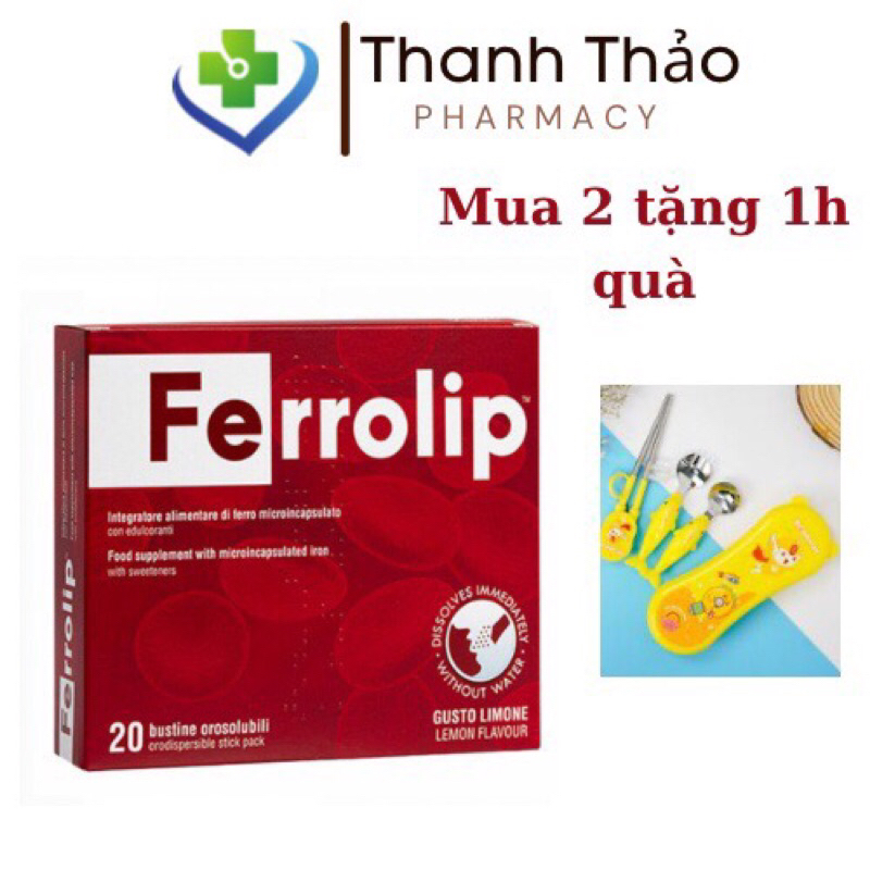 Sắt bột,Sắt sinh học Ferrolip liposome bổ sung sắt cho mẹ bầu người thiếu máu thiếu sắt hộp 20gói