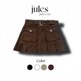  Chân váy kaki túi hộp xếp ly có thắt lưng Y2k Mini Short JULES93 