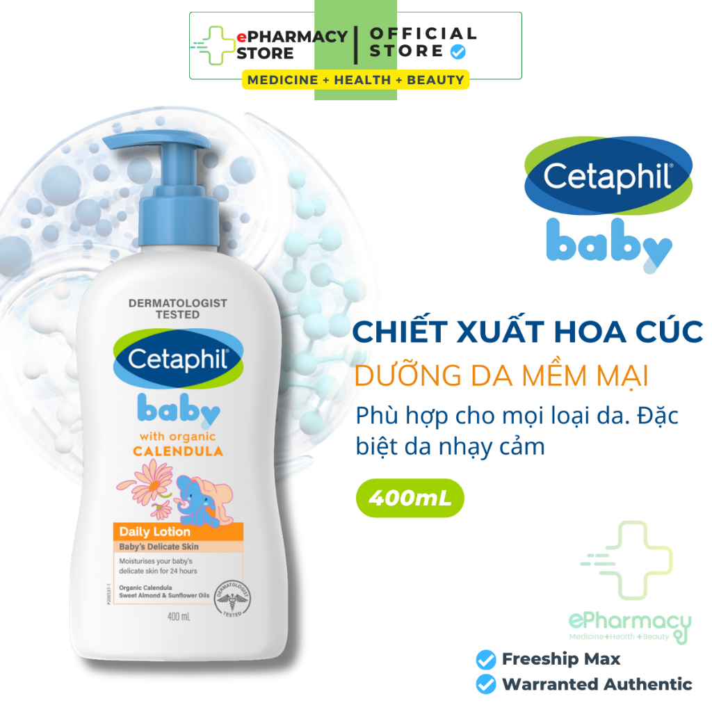 Cetaphil Baby Daily Lotion with Organic Calendula – Sữa dưỡng da Cetaphil cho bé 400mL