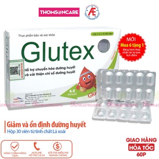 Glutex - Hỗ trợ ổn định đường huyết, giảm tiểu đường từ mướp đắng, lá xoài Hộp 30 viên