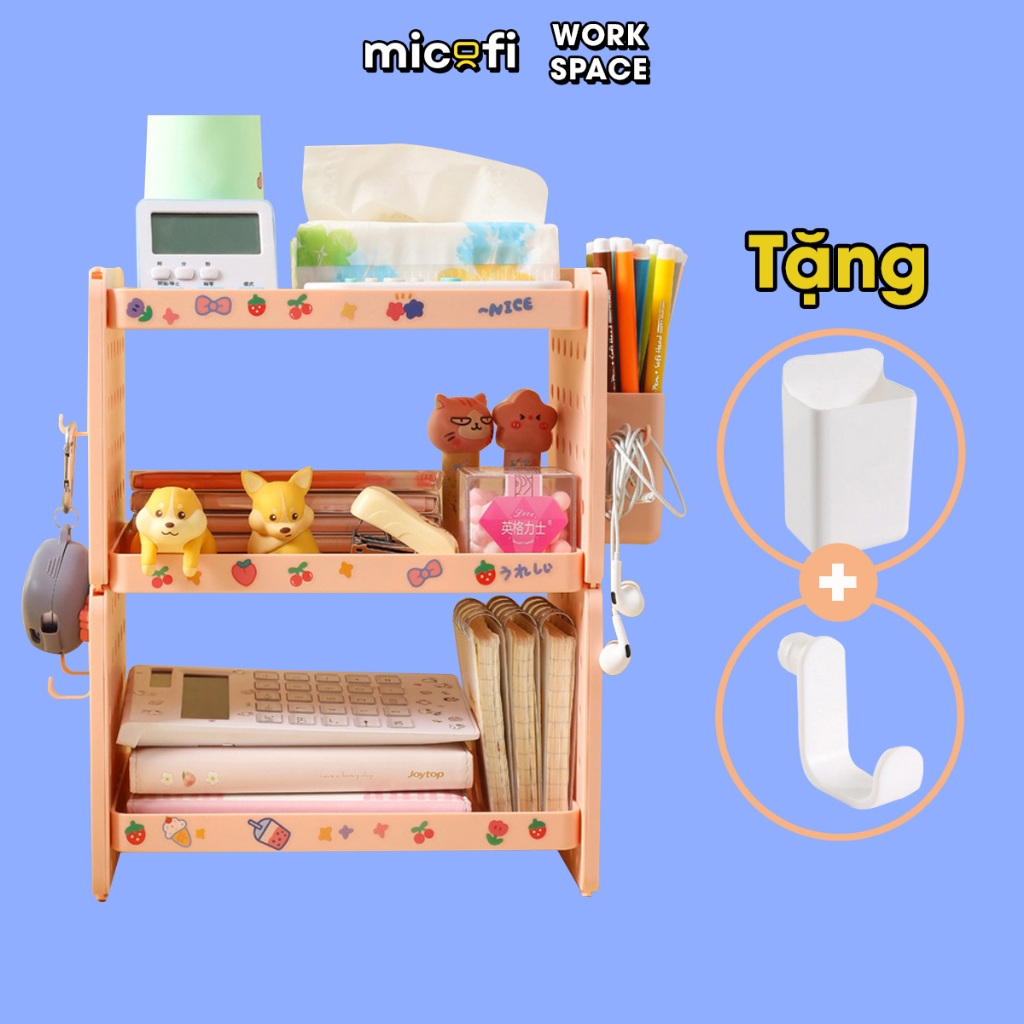 Kệ Để Đồ Micofi Bàn Học Đa Năng Nhựa 3 2 Tầng Trang Điểm Mỹ Phẩm Bút Mini Lắp Ghép Decor Lưu Trữ Dụng Cụ Học Tập Sách