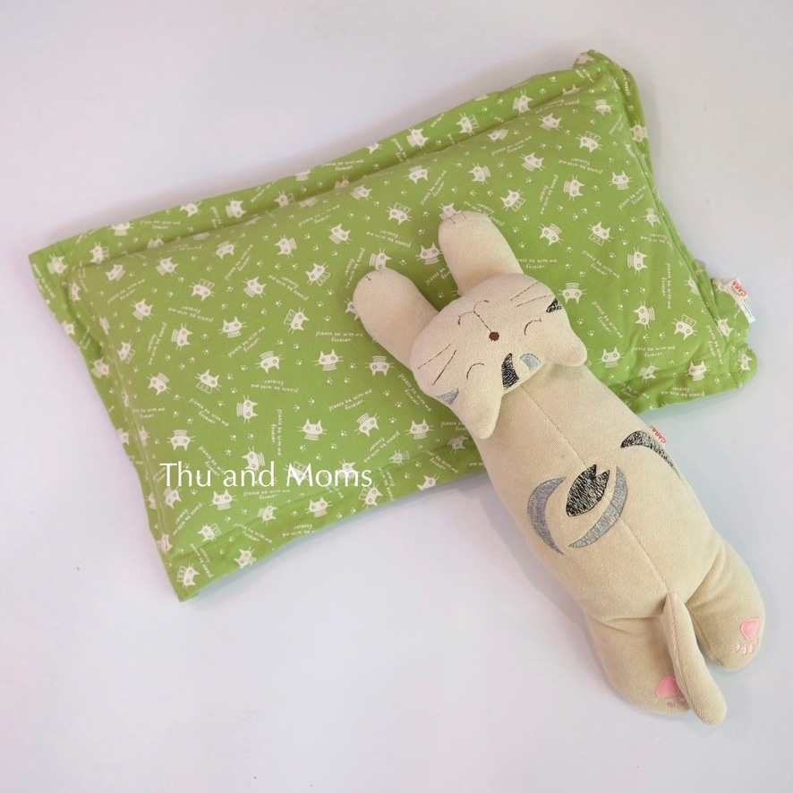 Size 25x40cm Gối và vỏ gối cho bé sơ sinh Hikosen Cara Nhật Bản vải cotton tự nhiên mềm mát V-Z19-105