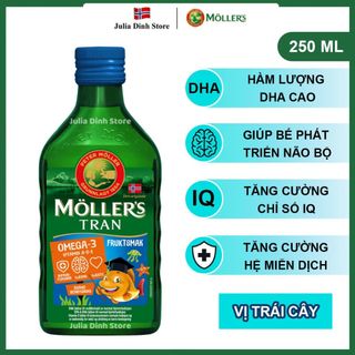 Dầu gan cá tuyết Omega 3 MOLLERS Tran Fruktsmak nội địa Na Uy (250ml) - Hương vị trái cây