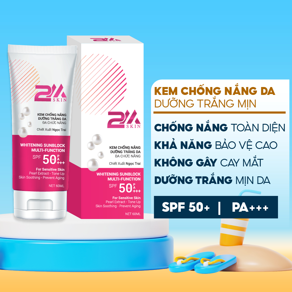 Kem chống nắng dưỡng ẩm nâng tone đa chức năng SPF 50+ 2M SKIN 60ml