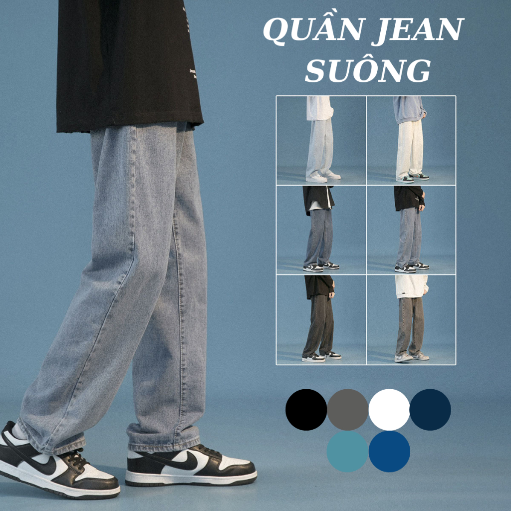 Quần jean nam nữ dáng Suông ống Rộng Cạp Cao MIAA, Quần bò Baggy màu trơn lưng cao đầy đủ size Phong cách Trẻ trung 2023