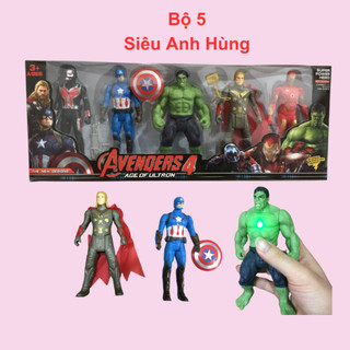 Đồ Chơi Biệt Đội Siêu Anh Hùng Gồm 5 Nhân Vật Và Phụ Kiện, Cao 16cm, Chất Liệu Cao Cấp, Có Phát Sáng, Cử Động Đa Khớp