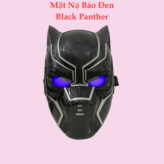 Mặt Nạ Black Panther Mặt Nạ Báo Đen Chất Liệu Cao Cấp, Có Đèn Phát Sáng Xanh, Nhựa Siêu Bền