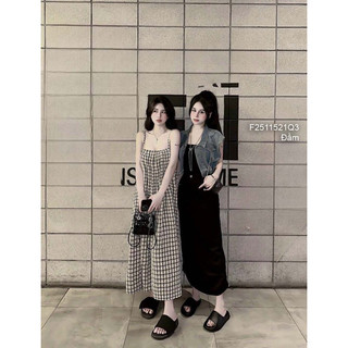 Đầm maxi 2 dây trơn, đầm suông nữ dáng dài cá tính VIENS STORE