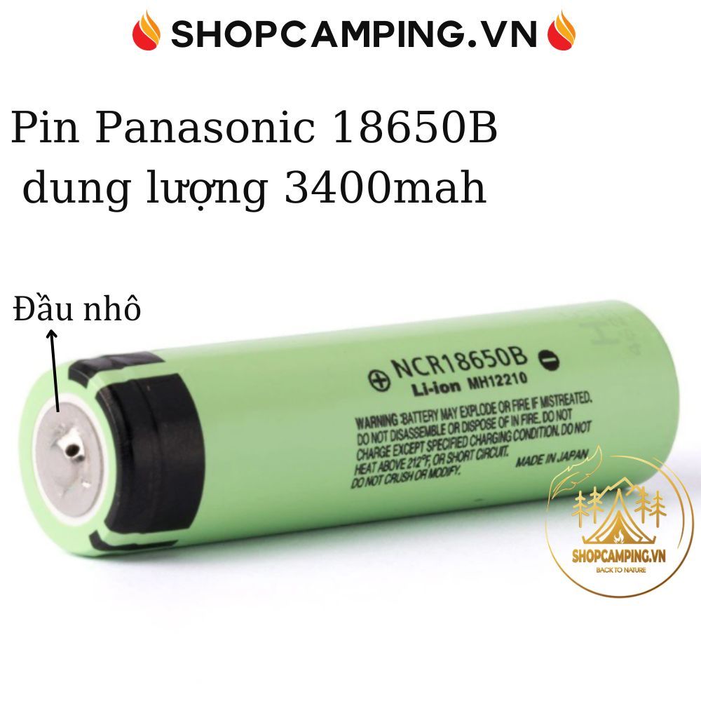 Pin Panasonic NCR 18650 dung lượng 3400mah, 3.7V - 4.2V đầu nhô - Camping VietNam