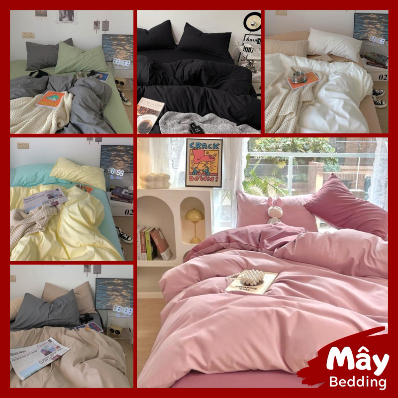 Bộ chăn ga gối Cotton TC No Tag New 2021 bảng màu 8 tone màu full MÂY BEDDING đủ kích thước nệm 1m2 1m4 1m6 1m8 2m