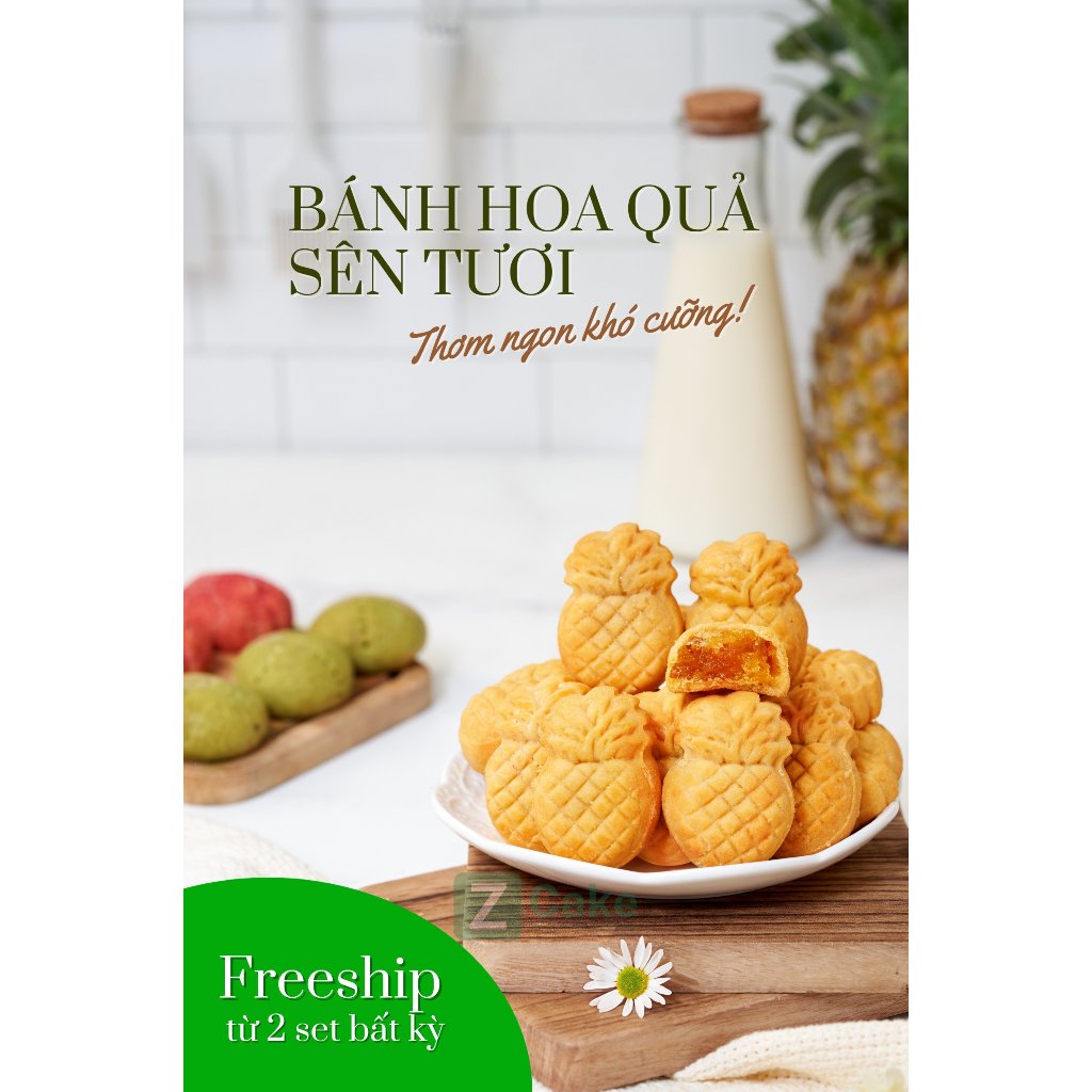 Bánh Dứa ăn vặt ít ngọt handmade, set 10 bánh 300gr