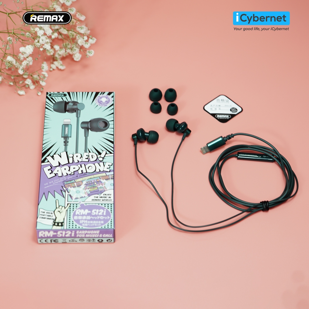 Tai nghe có dây nhét tai chân ip REMAX ICYBERNET RM-512i chính hãng