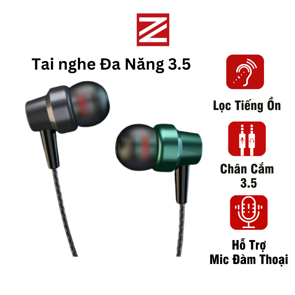 Tai nghe nhét tai có dây chống ồn tích họp mic điều chính âm lượng ZUZG E29