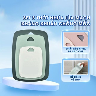 Combo 3 thớt nhựa kháng khuẩn, thớt nhựa lúa mạch cao cấp chống nấm mốc an toàn