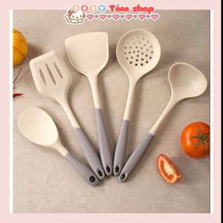 Set dụng cụ nhà bếp silicon be xám chịu nhiệt,an toàn,Babytomshop,kitchen silicone set, kitchenware, kitchen utensil