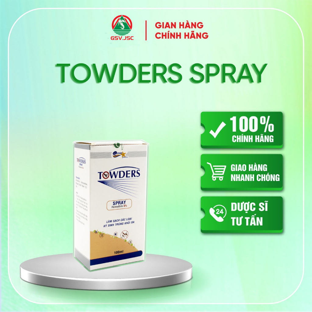 Towders Spray giảm ngứa ghẻ, chấy rận 100ml/150ml