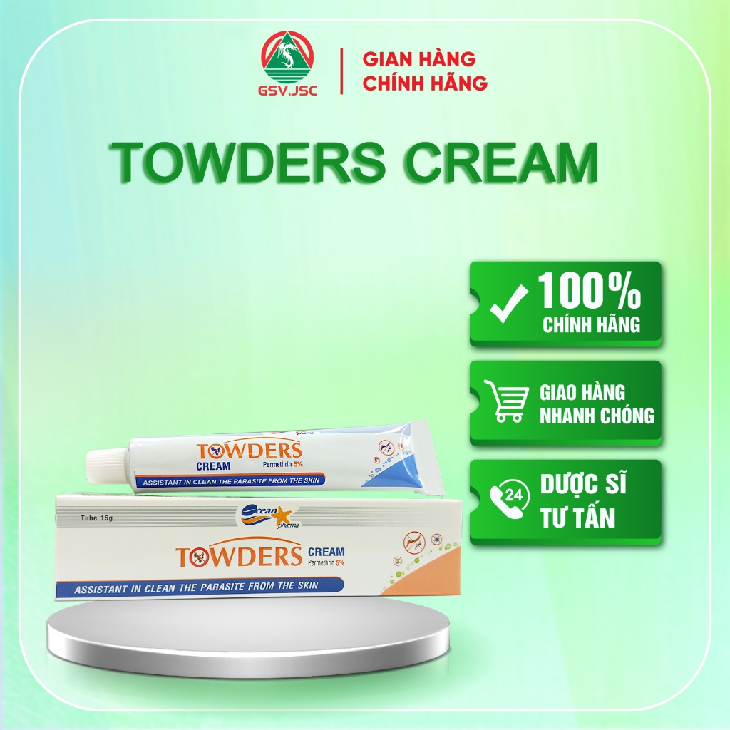 Towders cream giảm ngứa ghẻ, chấy rận 15g