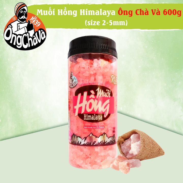 Hũ Muối Hồng Himalaya Ông Chà Và 600g (Size 2mm - 5mm) - Himalayan Pink Salt 600g