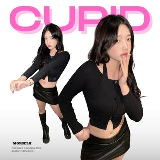 Áo croptop nữ tay dài cupid form ôm cổ yếm cài nút - morsela chính hãng