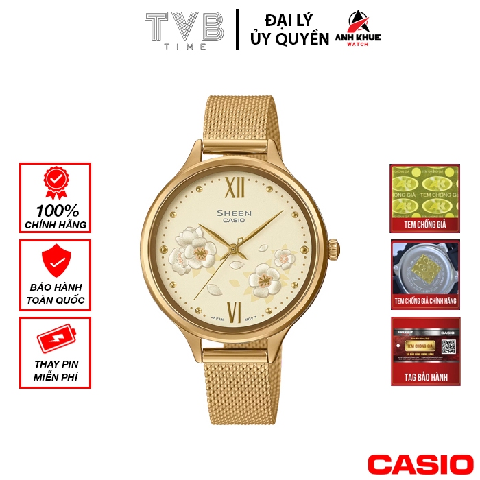 Đồng hồ nữ Casio Sheen chính hãng Anh Khuê SHE-4551GM-9AUDF (34mm)