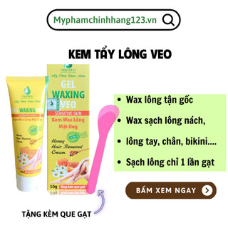 Gel Waxing Veo, Kem Wax Lông Mật Ong,Kem Tẩy Lông Ngân Bình,Kem Triệt Lông  50gr tặng kèm que gạt