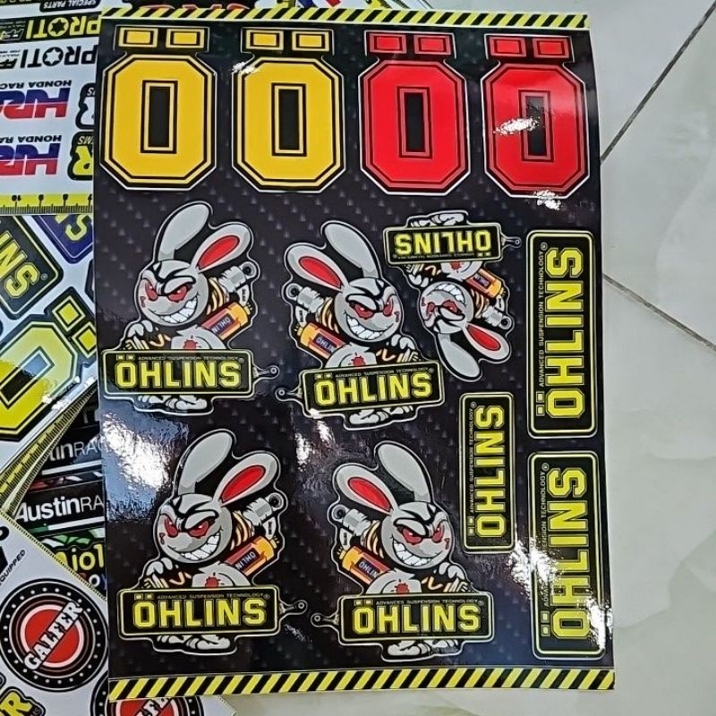 Combo 12 tem logo thỏ cầm phuộc ohlins