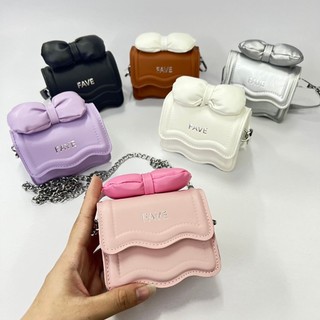 Túi đeo chéo mini cho bé gái có nơ - túi đeo chéo mini hình vuông đính nơ xinh xắn cho bé gái