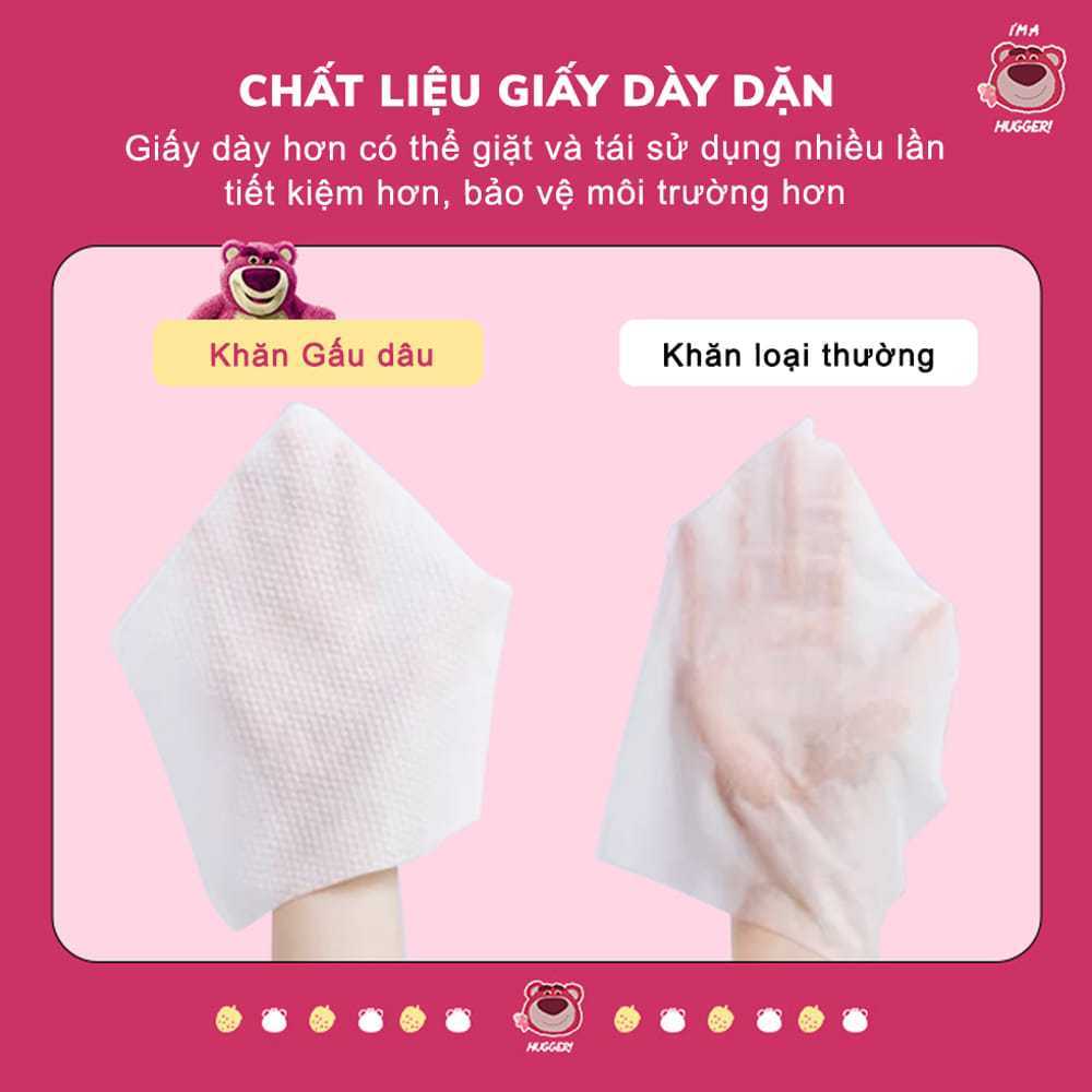 Thùng 10 Gói Khăn Ướt Gấu Dâu Losto An Toàn Cho Da, Chất Liệu Tự Nhiên, Siêu Mềm Mịn Dai, Không Mùi