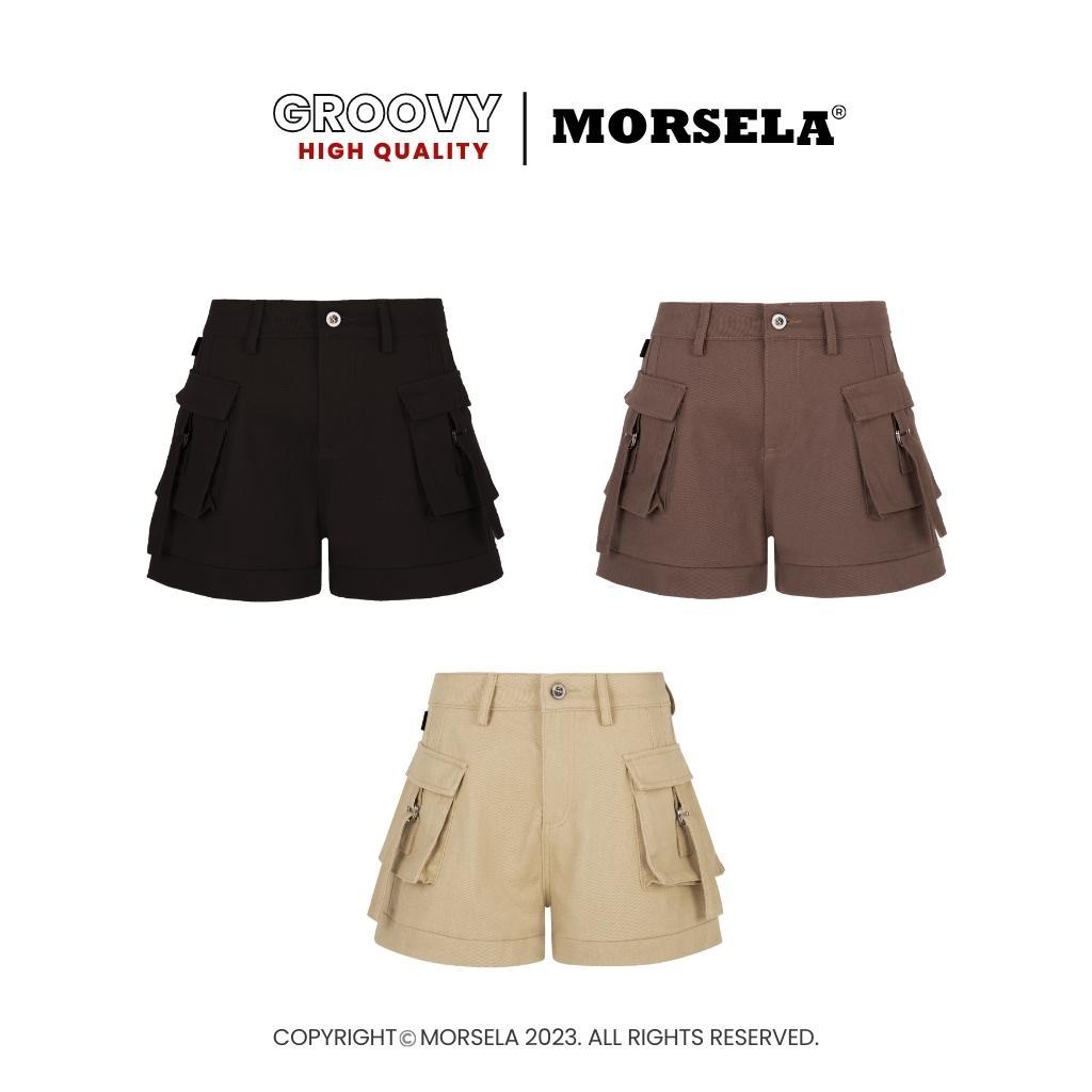 Morsela® Chính Hãng - Quần Short Nữ Kaki Túi Hộp Groovy Shorts Lưng Cao Chất Liệu Cao Cấp Phong Cách Y2K Hiện Đại