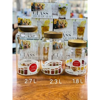 Lọ thủy tinh nắp gỗ đựng hạt, đồ khô
